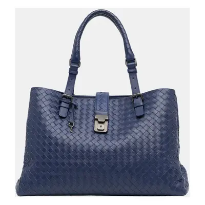 Bottega Veneta Blue Medium Nappa Intrecciato Roma Tote