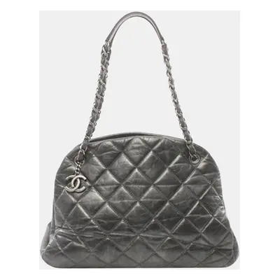 Chanel Grey Large Aged Calfskin Just Mademoiselle Bowling Bag