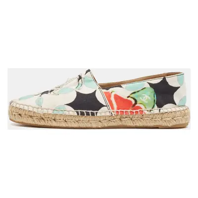 Chanel Multicolor Printed Canvas CC Espadrille Flats Size