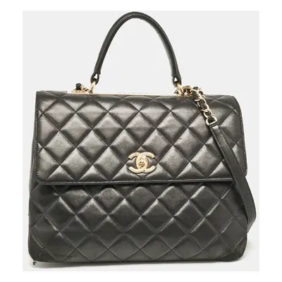 Chanel Black Quilted Leather Large Trendy CC Top Handle Bag