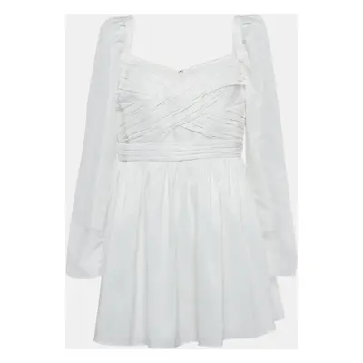 Self-Portrait White Taffeta Pleated Mini Dress