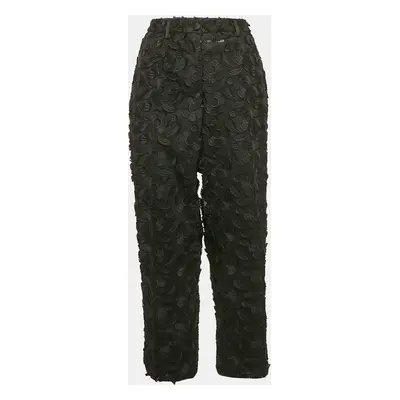 Dolce & Gabbana Black Applique Detail Mesh and Tulle Trousers