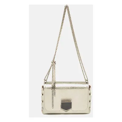 Jimmy Choo Silver Leather Lockett City Shoulder Bag