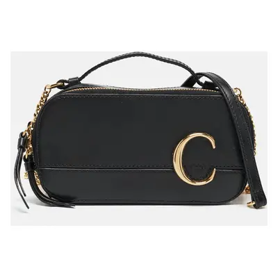 Chloe Black Leather C Vanity Shoulder Bag