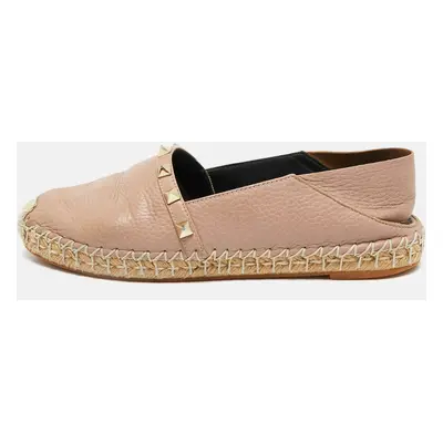 Valentino Dusty Pink Leather Rockstud Espadrille Flats Size