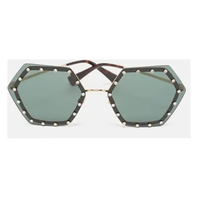 Valentino Black VA Crystals Embellished Geometric Sunglasses