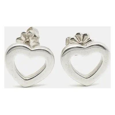 Tiffany & Co. Open Heart Silver Stud Earrings