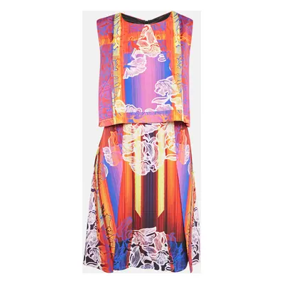 Peter Pilotto Orchid Beam Orange Stretch Silk Mini Dress