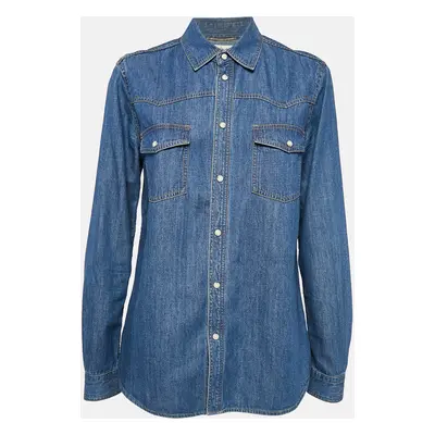 Saint Laurent Paris Blue Denim Full Sleeve Shirt