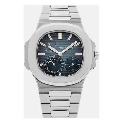 Patek Philippe Black Stainless Steel Nautilus Automatic Men's Wristwatch mm