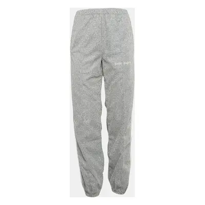 Palm Angels Silver Glitter Lurex Knit Tape Trimmed Trackpants