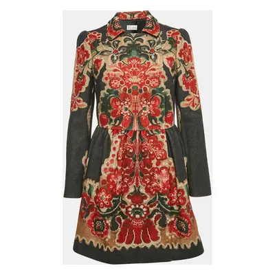 RED Valentino Multicolor Abstract Print Wool Button Front Mini Dress