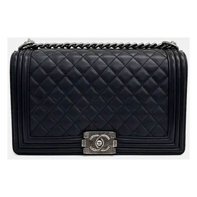 Chanel Black Leather Boy New Medium Bag