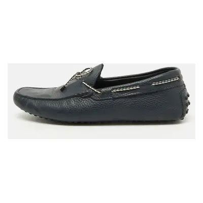 Tod's Navy Blue Leather Driver Bow Slip On Loafers Size