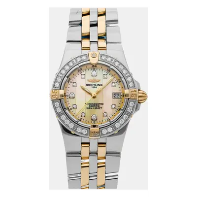 Breitling Yellow Shell 18k Yellow Gold Stainless Steel Starliner B7134053/I511 Quartz Women's Wr