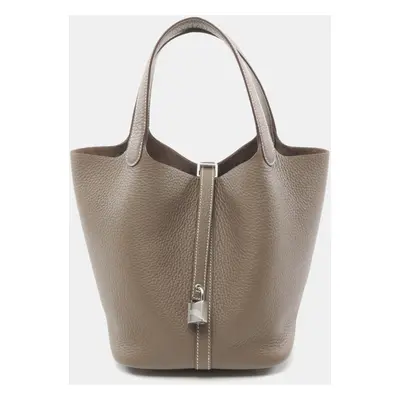 Hermes Brown Leather Picotin Lock MM Tote Bag