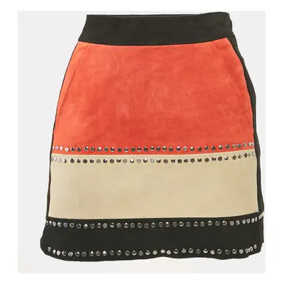 Maje Black Suede Stud Detail Mini Skirt