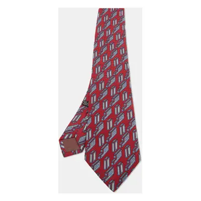 Christian Dior Vintage Red/Blue Patterned Silk Classic Tie