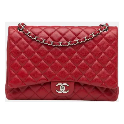 Chanel Red Maxi Classic Caviar Double Flap