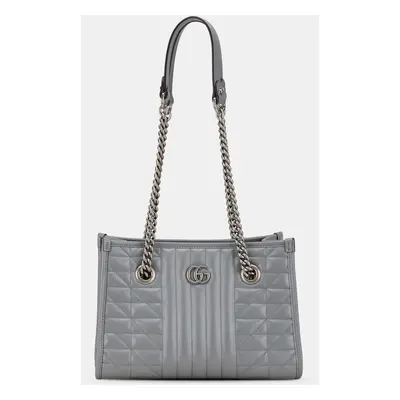 Gucci Grey Leather GG Marmont Small Aria Chain Tote Bag