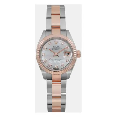 Rolex MOP Diamond 18K Rose Gold Stainless Steel Datejust Automatic Women's Wristwatch mm