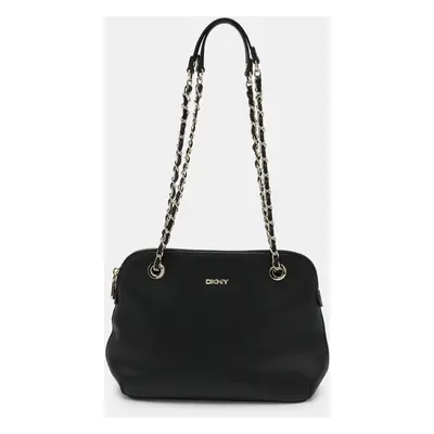 DKNY Black Leather Dome Satchel