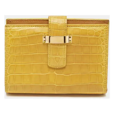 Loro Piana Yellow Crocodile Compact Wallet