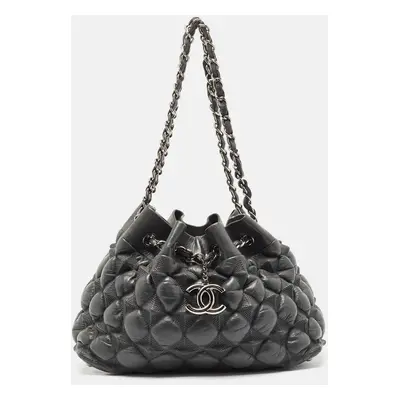 Chanel Grey Leather Stravinsky Bucket Bag