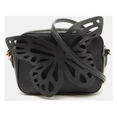 Sophia Webster Black Leather Flossy Butterfly Camera Crossbody Bag