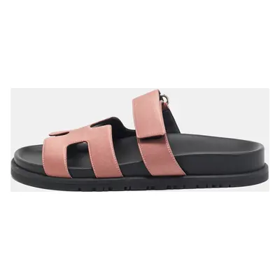 Hermes Pink Satin Chypre Slides Size