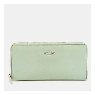 Coach Light Green Leather Long Zip Around Wallet