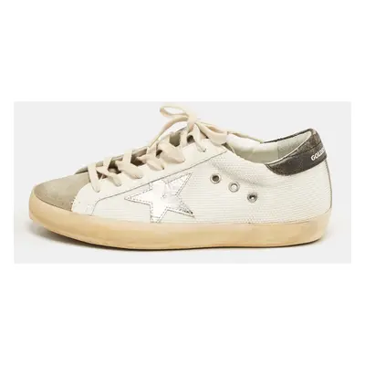 Golden Goose White Mesh and Suede Super Star Sneakers Size