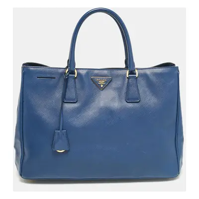 Prada Blue Saffiano Lux Leather Galleria Tote