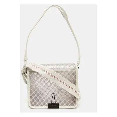 Off-White White/Clear PVC Net Binder Clip Crossbody Bag