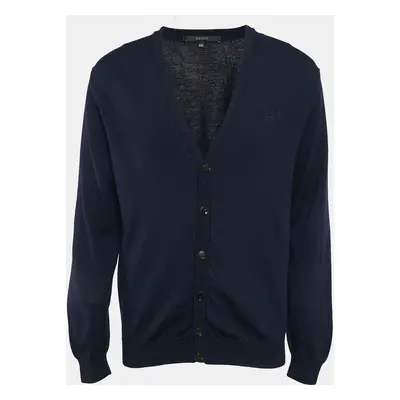 Gucci Navy Blue Rib Knit Buttoned Cardigan