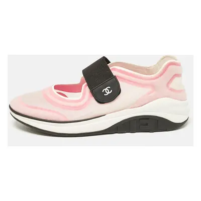 Chanel Pink/White Mesh CC Low Top Sneakers Size 39.5