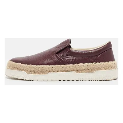 Valentino Burgundy Leather Slip On Espadrille Sneakers Size