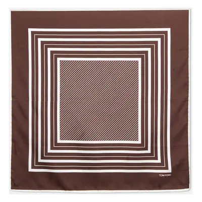 Tom Ford Brown Printed Silk Pocket Square