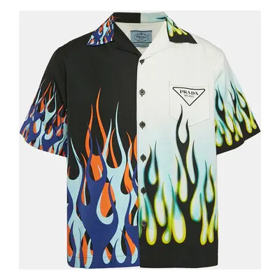 Prada Black/White Printed Cotton Double Match Shirt