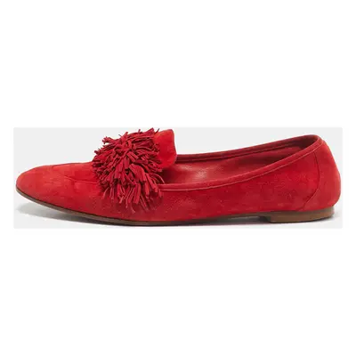 Aquazzura Red Suede Wild Thing Smoking Slippers Size 39.5