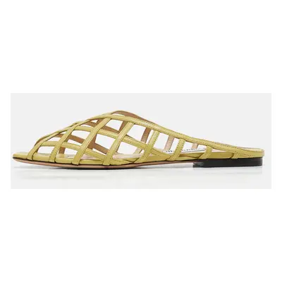 Jimmy Choo Green Leather Flat Sandals Size