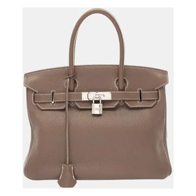 Hermes Birkin Handbag Clemence Brown