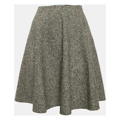 Prada Black/White Wool Flared Mini Skirt