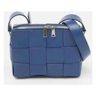 Bottega Veneta Blue Intrecciato Leather Cassette Shoulder Bag