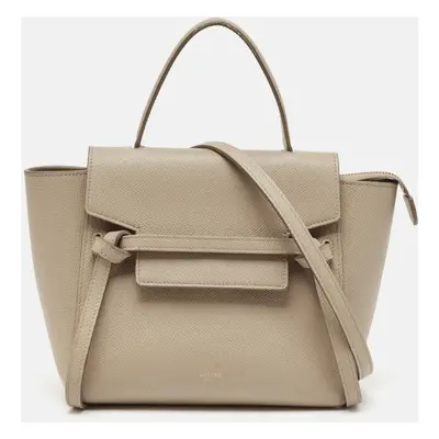 Celine Beige Leather Nano Belt Top Handle Bag