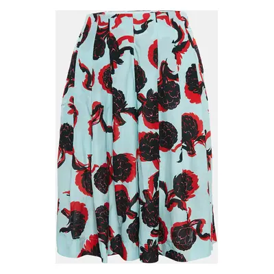 See by Chloe Blue Floral Print Crepe Pleated Shorts