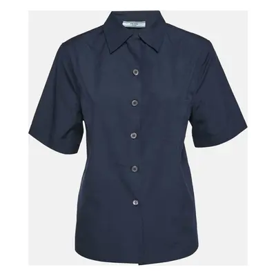 Prada Navy Blue Poplin Short Sleeve Shirt