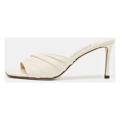 Jimmy Choo Cream Leather Slide Sandals Size