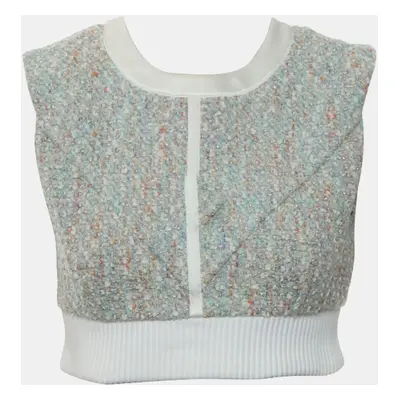 Louis Vuitton Light Blue Tweed Tweed Cropped Top FR Women