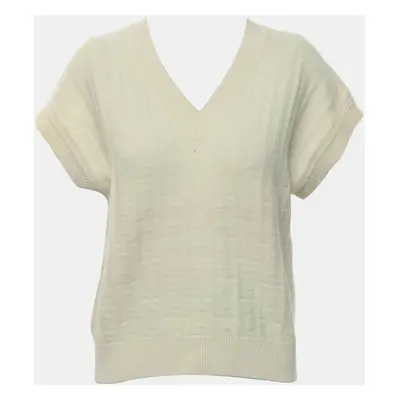 Hermes Cream Wool, Polyamide Knitted V-Neck Top IT Women